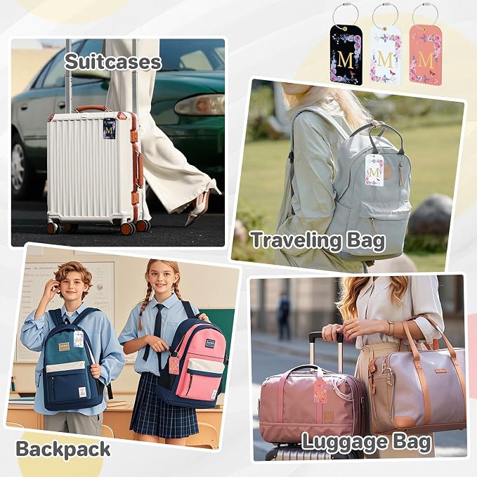 3 Pack Luxury Floral PU Leather Luggage Tags, Travel Accessories Gift (M) - Image 6