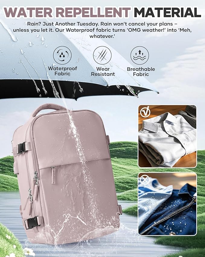 WONHOX Vacuum Seal Travel Backpack with Air Pump,Compression Vacpack Waterproof Carry On Backpack for Travel Women Men with Vacuum System,Airlines Approved Daypack Laptop Space Saver Bags,PinkPurple