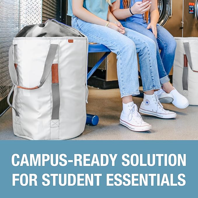 CleverMade Laundry Duffel Backpack Bag, 62L Large Laundry Bag with Straps, Drawstring Closure, Heavy Duty Laundry Backpack for Dorm, Travel, Gym, College, XL Foldable Clothes Hamper Tote, Gray