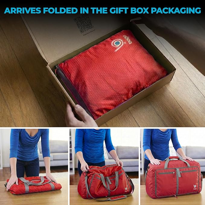 Bago Large Duffle Bag for Travel Women & Men. Durable Lightweight Foldable Travel Duffel Bags For Traveling Women. 100L Duffle Bags for Overnight Bag With Shoe Compartment Collapsible Weekender duffel
