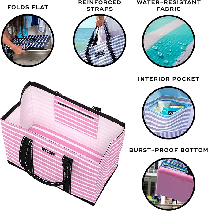 SCOUT Original Deano Tote - Durable Lightweight Open Top Beach, Pool & Lake Bag, Inside Zip Pocket, Folds Flat