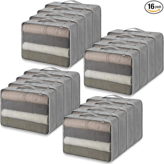 Silkfly 16 Pcs XL Packing Cube for Travel Luggage Organizer Suitcase High Capacity Large Packing Bag Bulk Reusable Mesh Travel Cube for Hiking Camping Accessory, 17.7 x 13 x 4.7 Inch (Gray)