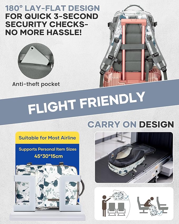 WONHOX Vacuum Seal Backpack for Travel with Air Pump Vacpack Carry on Flight Approved Compression Daypack Laptop Space Saver Bags Storage with Vacuum System 18x14x8 inches Travel Bag Women LeafWhite