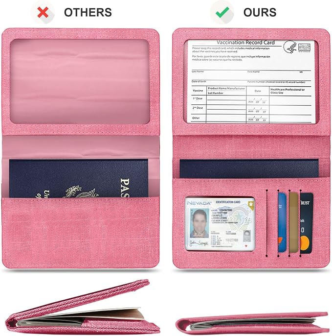 2 Pack Vaccine Card Holder,Passport And Vaccine Card Holder Combo-Baby Blue&Pink - Image 4