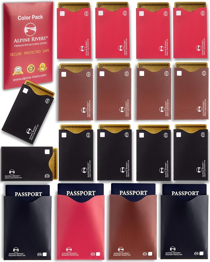 Alpine Rivers RFID Blocking Sleeves, Credit Card Protector, Passport Sleeve by AlpineRivers
