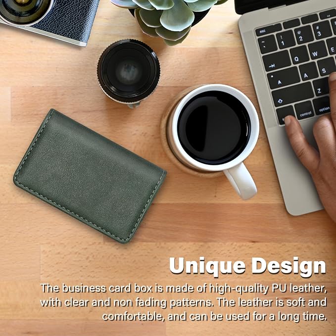 AI-DEE RFID Blocking Wallet - Minimalist Leather Business Credit Card Holder (12-Green) - Image 7