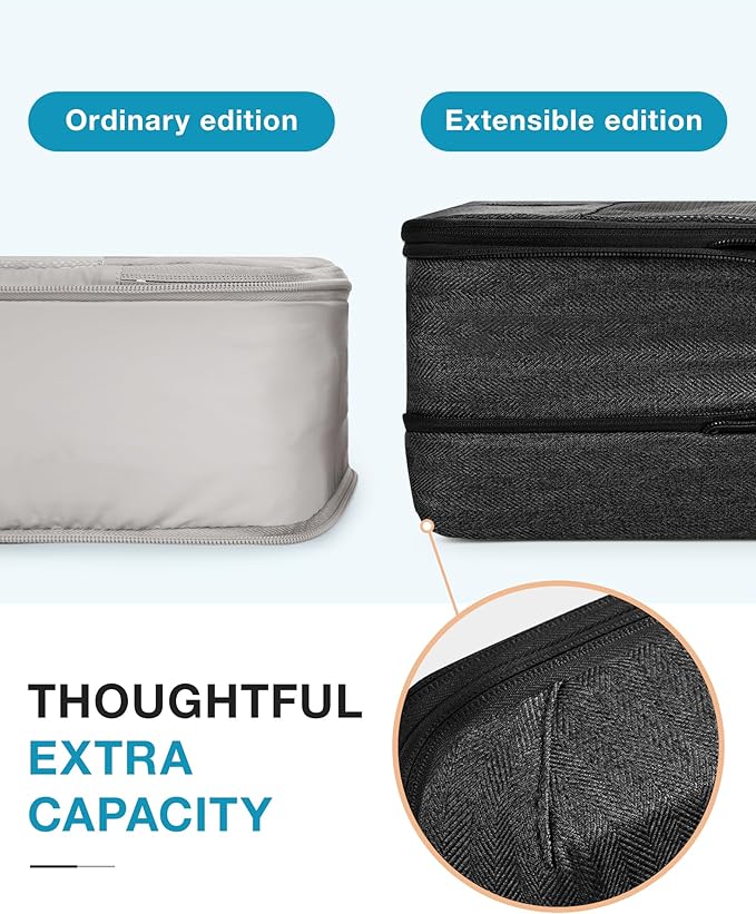 BAGSMART Compression Packing Cubes for Travel, 6 Set Packing Cubes for Carry on Suitcases, Compression Travel Cubes & Suitcase Organizer for Packing with Shoe Bag Black