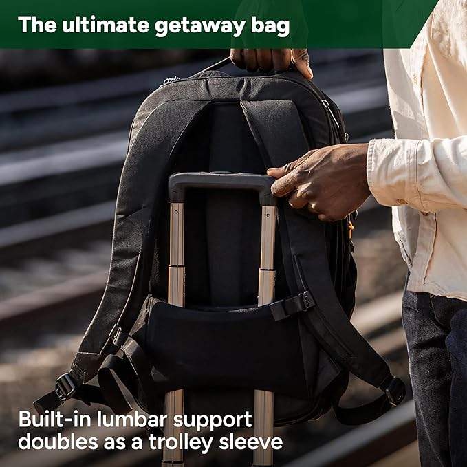 Halfday Roamer All-in-One Travel Backpack: 15” Laptop Compartment, Built-In Shoe/Laundry Pouch (Magnetic Sternum Strap, Padded Shoulder Support), Weekend & Business Trip Carry-on Bag, Marine