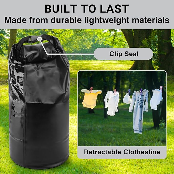 Travel Washing Machine & Retractable Clothesline - Hand Washing Machine & Portable Clothes Washer - Durable Travel Laundry Wash Bag & Camping Washing Machine - Portable Manual Clothes Washer