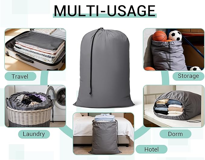 ZPECC Bulk Travel Laundry Bag,Extra Large Heavy Duty Laundry Bags 24 Pack,Washable Dirty Clothes Organizer XL for College Dorm Hotel Camping and Home Storage 30x40(Grey)