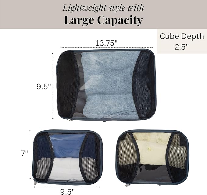 Baggallini Compression Cube 3-piece set - Lightweight Compression Packing Cubes for Travel