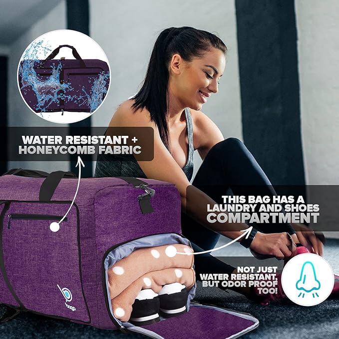 Bago Extra Large Duffle Bag for Travel Women & Men. Durable, Lightweight, Foldable Travel Duffel Bags For Traveling Women. 120L Duffle Bags Use As a Weekender Bag with Shoe Compartment, Checked Duffel