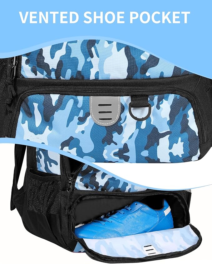 Basketball Bag Backpack for Men Women with Ball & Shoes Compartment 30L Capacity Lightweight Breathable Boys Girls Soccer Ball Bag Backpack Fit Volleyball Football Sports Travel School Gym