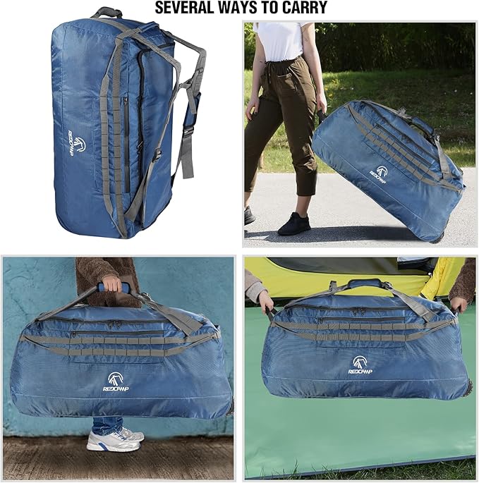 REDCAMP 85L/120L/140L Foldable Duffle Bag with Wheels, Large Travel Duffel Bag