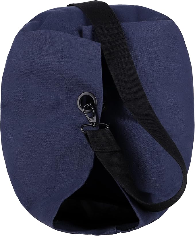 WHITEDUCK Top Load Canvas Folding Duffel Bag, Water Resistant Army Style Shoulder Bag for Men and Women- Gym, Sports, Travel, Hiking, Camping, Backpacking (Extra Large 30" x 50",Blue)