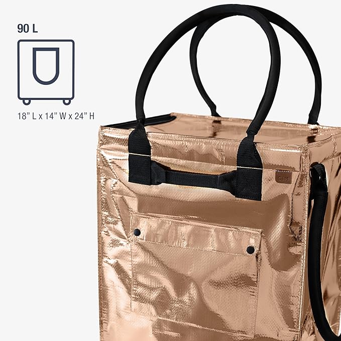CleverMade Hauler Rolling Tote Bag, 90L Collapsible Portable Shopping Cart with Wheels for Groceries, Laundry, Organization