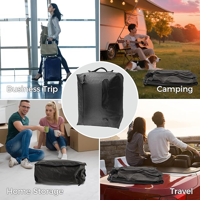 ZPO Travel Vacuum Bags with Pump, IP68 Waterproof Reusable Vacuum Compression Travel Bag with Transparent Window, Reusable Airless Vacuum Kit for Clothes, Backpacks & Suitcases (2 PC+PUMP)