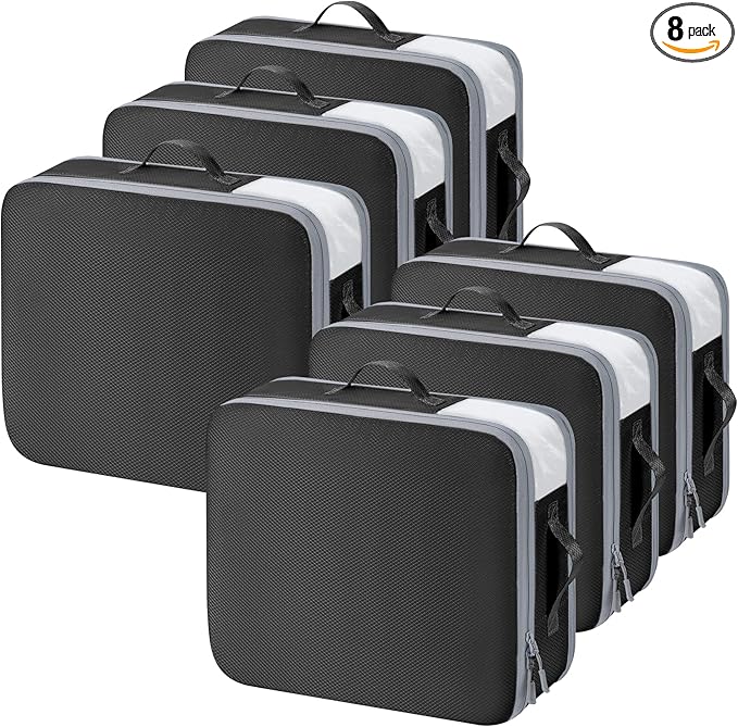 DIMJ Clothes Storage Bag 6 Pack, 19L Compression Storage Bags for Blanket, Sweater, Jacket, Closet, Sheet Storage Organizer with Window Handle, Compression Packing Cubes Space Saver Bags with Zipper