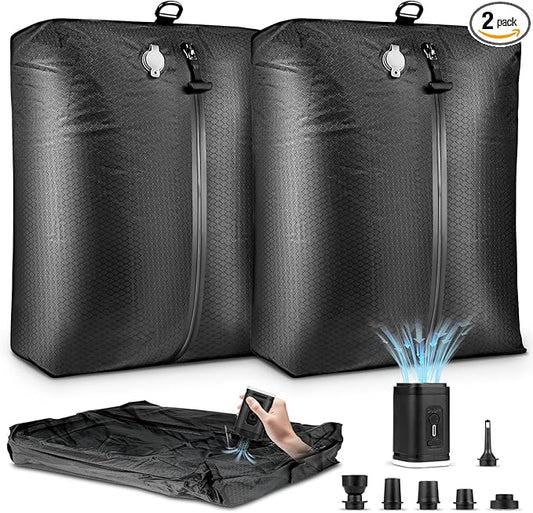 Travel Vacuum Bags with Wireless Pump,IP67 Waterproof,Tear-Resistant Vacuum Packing Cubes,Reusable Compression Bags for Travel for Hiking & Camping,Suitcase，Home Storage(2Pack+Pump)