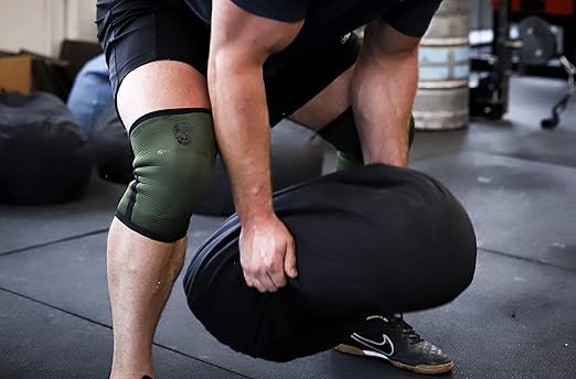 Gymreapers Knee Sleeves (Pair w/Bag) - Knee Compression Sleeve Support for Squats, Weightlifting, and Powerlifting 7MM Neoprene Sleeves - 1 Year Warranty (Military Green/Black, X-Large)