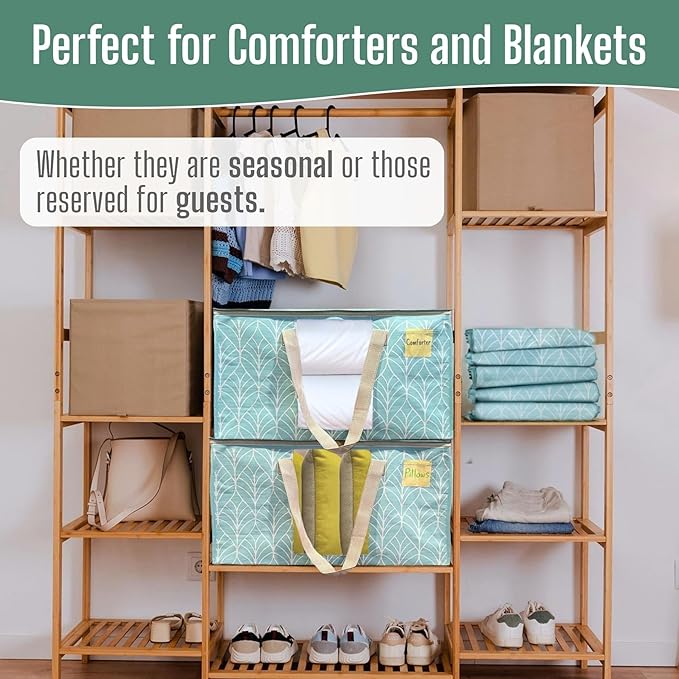 VENO 2 Pack Heavy Duty Moving Bags, Clothes and Comforter Storage Bags with Clear Window, College Dorm Essentials Packing Supplies, Foldable Boxes Alternative (Evergreen, 2 Pack)