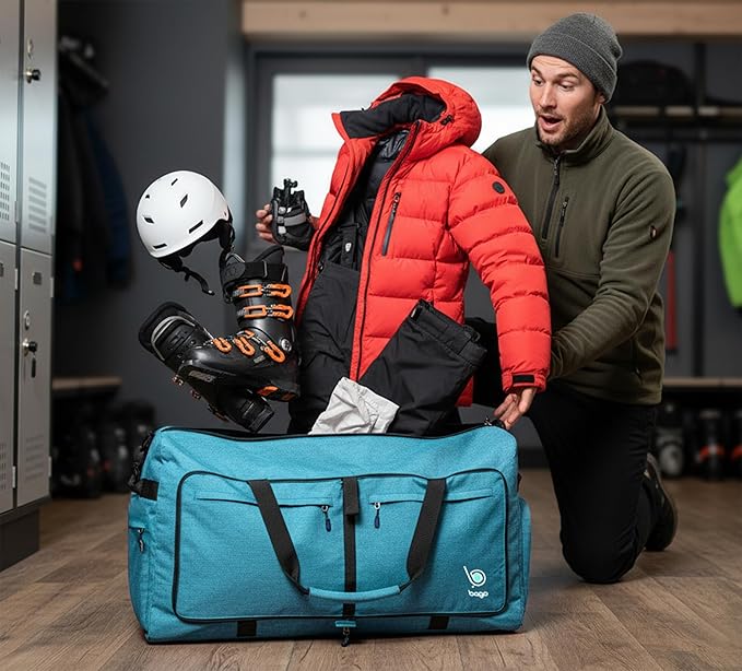 Bago Large Duffle Bag for Travel Women & Men. Durable Lightweight Foldable Travel Duffel Bags For Traveling Women. 100L Duffle Bags for Overnight Bag With Shoe Compartment Collapsible Weekender duffel