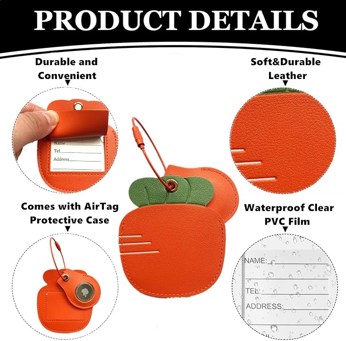 PU Leather Luggage Tag with Airtag Holder Case Set and Name ID Label - Image 2
