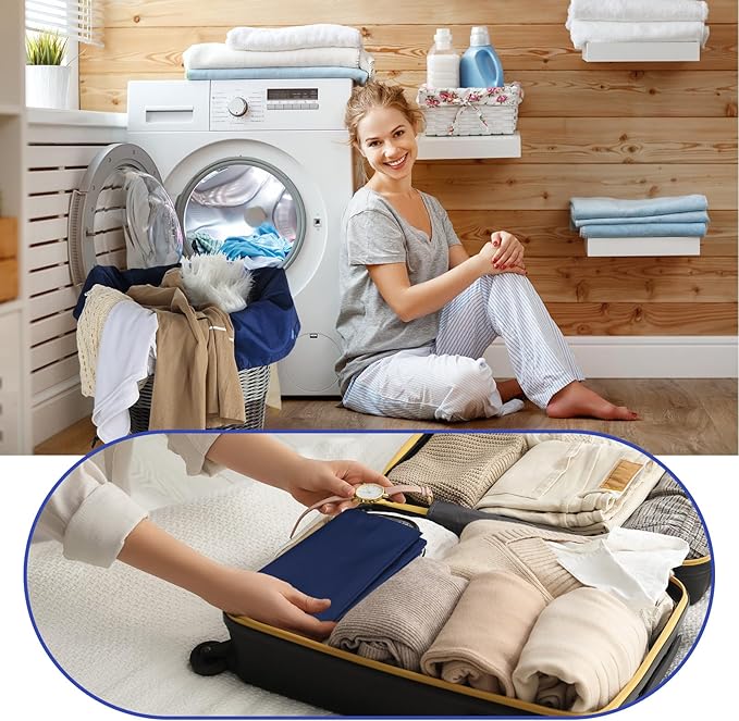 Woanger 12 Pack 28 x 45 Inch Extra Large Laundry Bags Bulk Washable Travel Laundry Bag with Drawstring Closure Large Dirty Clothes Organizer for College Dorm Home Hotel Camping(Navy Blue)