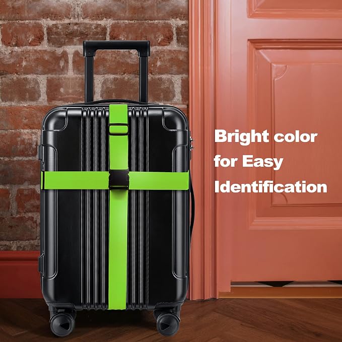 Luggage Straps for Suitcases TSA Approved Travel Belt 8 Pack by Chelmon (Green) - Image 6