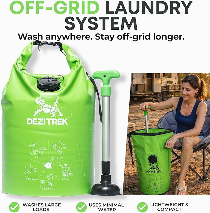 LARGE Portable Washing Machine – Off-Grid Laundry System, High Capacity Manual Clothes Washer with Plunger, No Power Needed, for Camping, RV, Travel