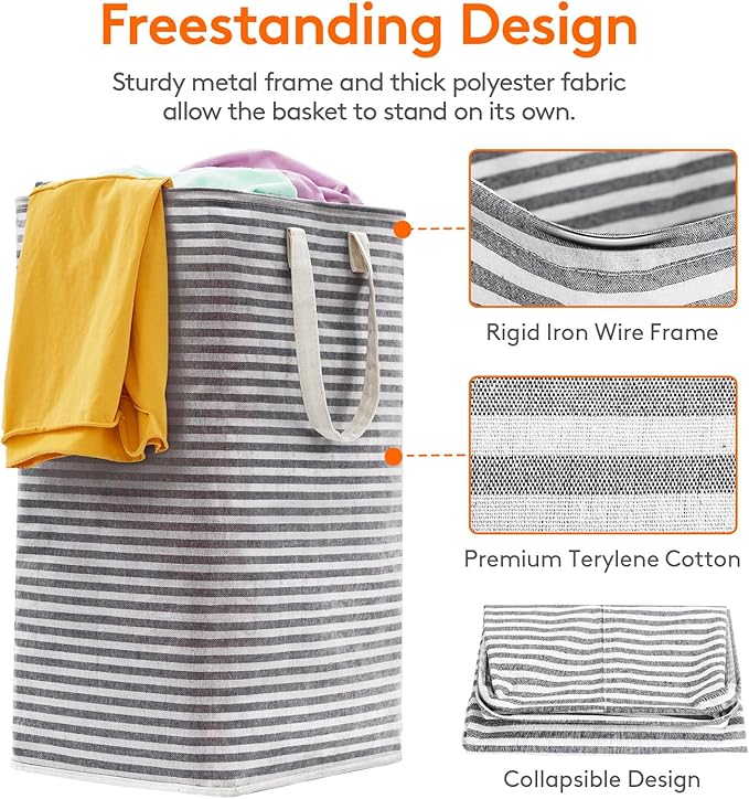 Lifewit 4 Pack Laundry Basket 80L Each, Collapsible Clothes Hamper with Reinforced Handles, Freestanding Waterproof Design for Bedroom and Laundry Room, Black 320L Total
