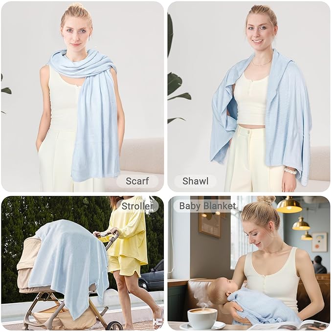 Nursing Cover for Breastfeeding – Soft & Breathable Lyocell Nursing Poncho for Mom, Lightweight Breastfeeding Cover, 360° Privacy Nursing Shawl for Travel & Pumping, Includes Laundry Bag