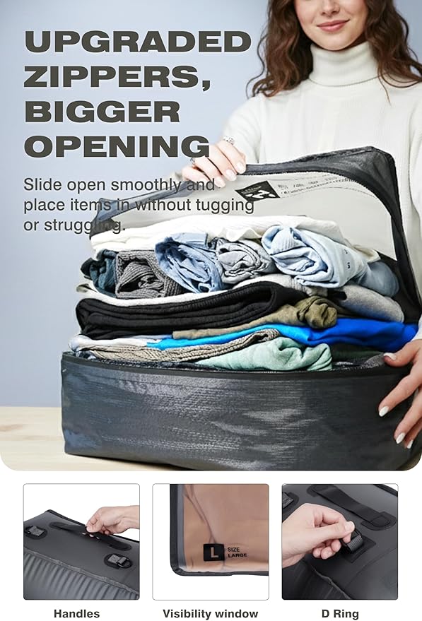 AirVault Reusable Vacuum Compression Travel Bag for Carry-On Suitcase and Backpack, Recycled IP67 Waterproof Space Saver Vacpack (41L Gray (2-Pack) (Air Pump Included)