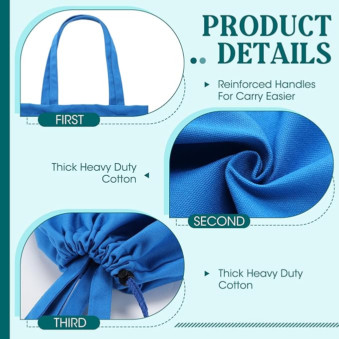 Zhehao 6 Packs Canvas Laundry Bags 20" x 28" Thick Heavy Duty Cotton Laundry Bag with Handles & Drawstring Fit a Basket or Hamper Perfect for College Dorm Apartment Dwellers and Travel (Cool Color)