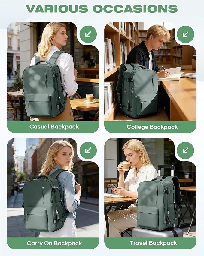 Vacuum Seal Travel Backpack Built-in Pump,Air Compression System Vacuum Vacpack Backpack Travel Bag for Women Men Carry On Suitcase Luggage Laptop Airlines Approved Daypack Space Saver Bags Dark Green