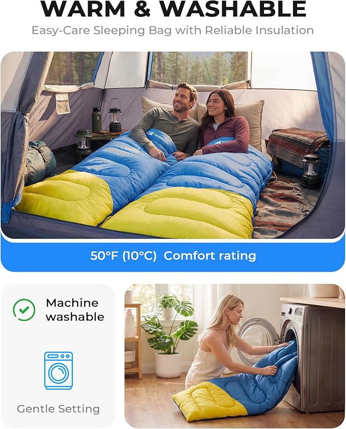Sleeping Bag for Adults Warm Weather, Compact Lightweight Backpacking Sleeping Bag with Compression Sack, Camping Essentials Gear for Hiking Travel Climbing Outdoor & Indoor Use