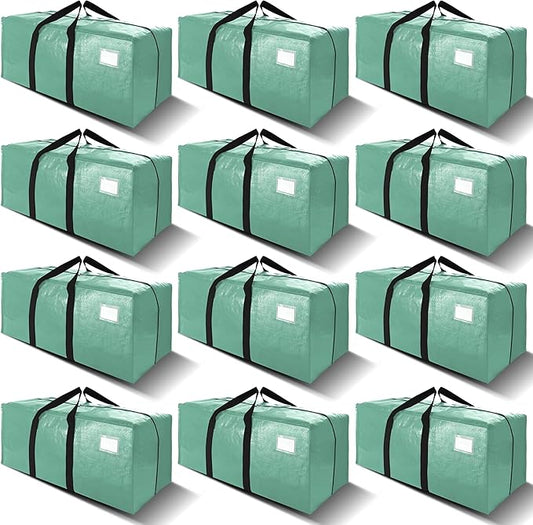 VELVETSURE 12 Pack Heavy Duty Large Moving Bags W/Backpack Straps - Strong Handles & Zippers, Storage Totes For Space Saving, Fold Flat, Alternative to Moving Box and Storage Bin, Teal