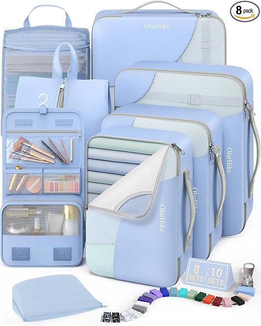 8 Set Packing Cubes for Travel, Gifts for Women Mom,Anti-Tearing Suitcase Organizer,OlarHike Vacation Essentials & Accessories for Cruise Ship
