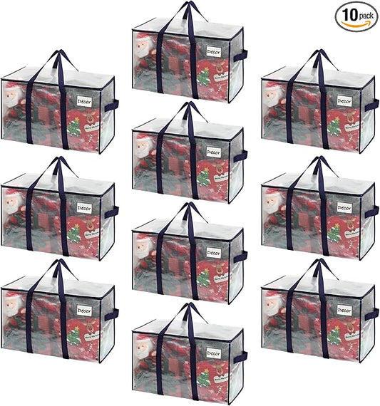 VENO 10 Pack Heavy Duty Moving Bags, Extra Large Storage Bags with Reinforced Handles & Strong Zippers, Foldable & Reusable Moving Box Alternative for Clothes & Dorm Storage