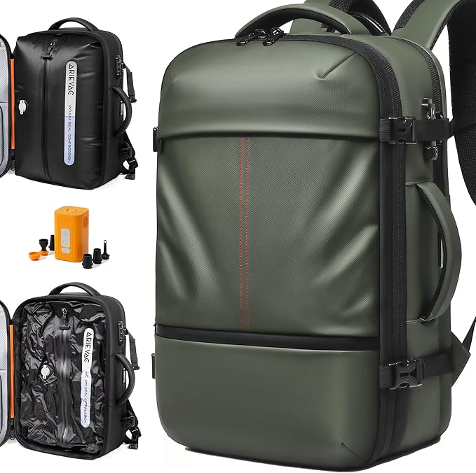 IKYWT Vacuum Seal Backpack Travel with Ultra-Power Pump, 80L Expandable Travel Backpack with Vacuum System w/TSA Lock
