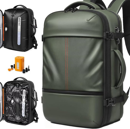IKYWT Vacuum Seal Backpack Travel with Ultra-Power Pump, 80L Expandable Travel Backpack with Vacuum System w/TSA Lock