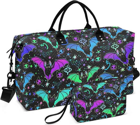 Magic Bat Quilted Travel Bags Weekender Duffle Bags With Toiletry Bag Carry on Overnight Duffels Yoga Gym Bag for Airplanes Business Sports