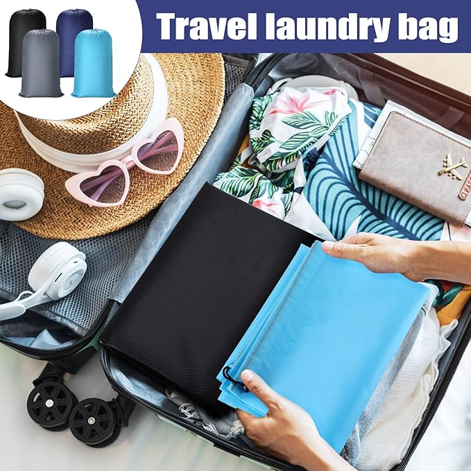 Nuogo 20 Pcs Laundry Bag Washable Travel Laundry Bags with Drawstring Lock Closure Large Heavy Duty for Camping Tent Blankets Dirty Clothes Yarn Fabric Storage, 38 x 24 Inches(Mixed Color)