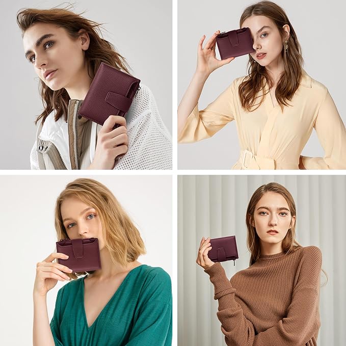 Airkit Small Wallet Women RFID Blocking Soft Leather Bifold Compact Card Holder Wallet for Women with Zipper Coin Pocket 4 ID Window - Image 9