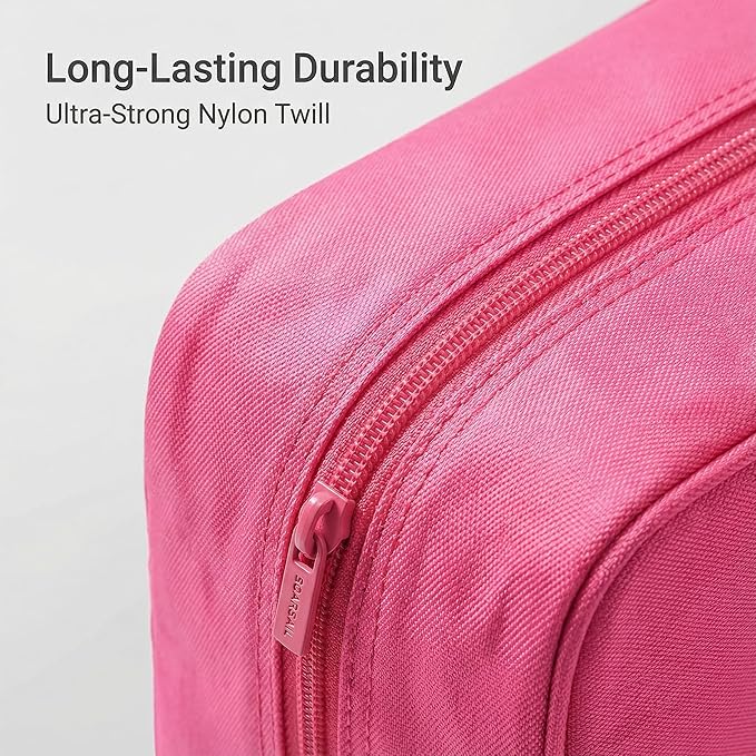 6 Set Compression Packing Cubes for 7–14 Day Travel, Durable Nylon Oxford Luggage Organizers with IP6X Waterproof Toiletry Bag, Expandable Suitcase Packing System (Rose Red)