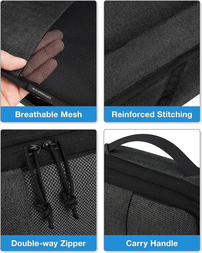 BAGSMART Compression Packing Cubes, Durable Travel Packing Cubes for Carry-On Suitcase, Lightweight Compressible Luggage Organizer Cruise Ship Travel Essentials, 6-Pack 1L+3M+1S+Shoe Bag, Black