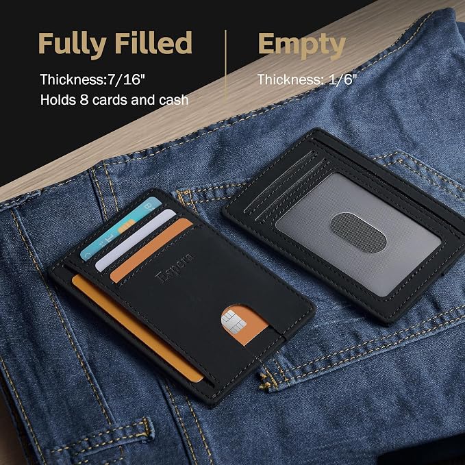 Espera Slim Minimalist Front Pocket Wallet for Men, RFID Blocking Credit Card Holder, Thin Travel ID Card Case, Gifts for Men - Image 6