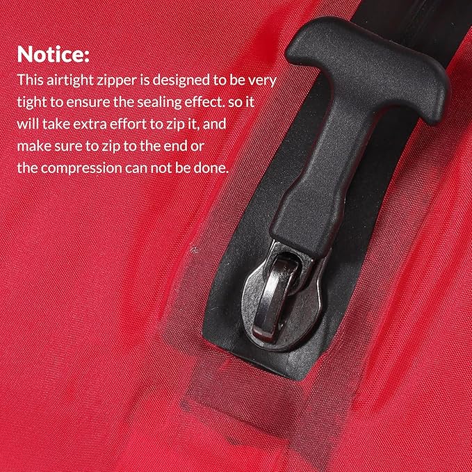 Reusable TPU Travel Vacuum Compression Bags - Waterproof Space Saver Bags for Luggage, Suitcase, Backpack, Storage Organizer (2 Pack, Red)