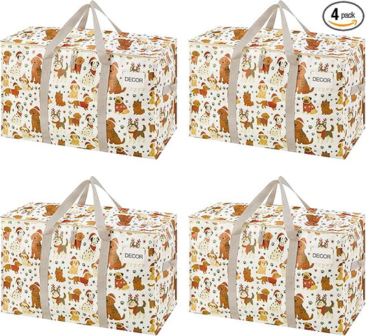 VENO 4 Pack Heavy Duty Moving Bags, Extra Large Storage Bags with Reinforced Handles & Strong Zippers, Foldable & Reusable Moving Box Alternative for Clothes & Dorm Storage