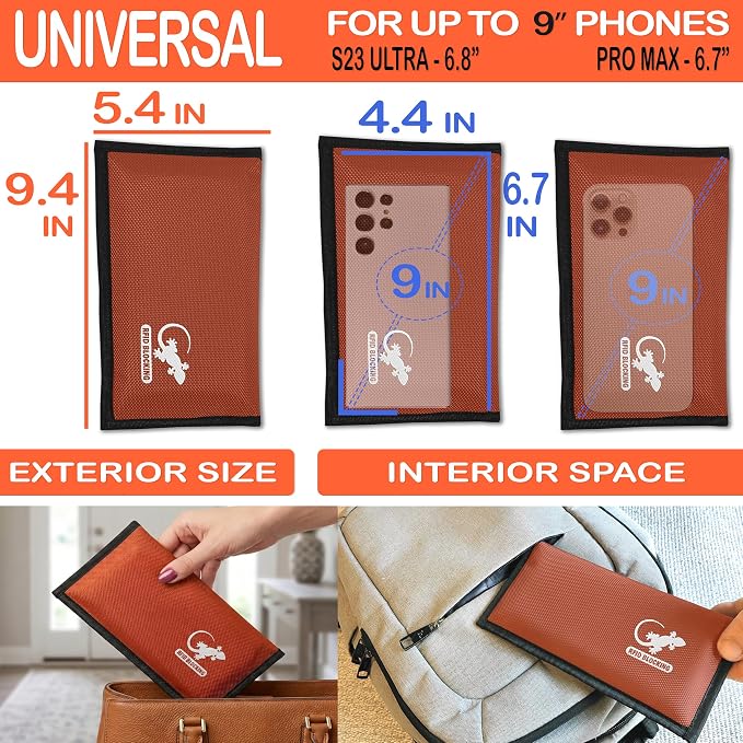Faraday Bag Anti-Tracking GPS RFID Car Key Signal Blocker Wallet Shielding Pouch Protective Case for Cell Phone Car Key FOB, Data Privacy, Electronic Device Security (ORANGE - NYLON) - Image 5